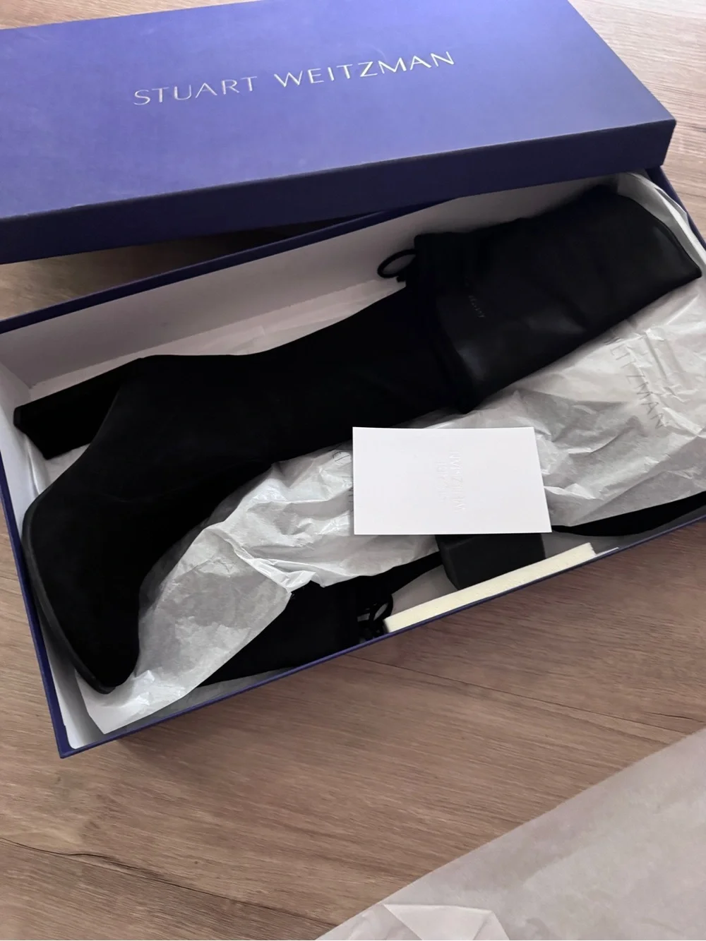 Stuart Weitzman Black Suede Over-the-Knee Heeled Highland Boots 9.5